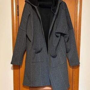 SHEIN Dark Gray Hooded Cape Coat